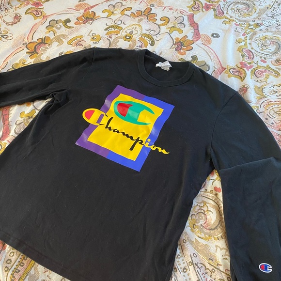 Champion Long sleeve Black Large Sized Vintage 🌟 - Picture 3 of 8